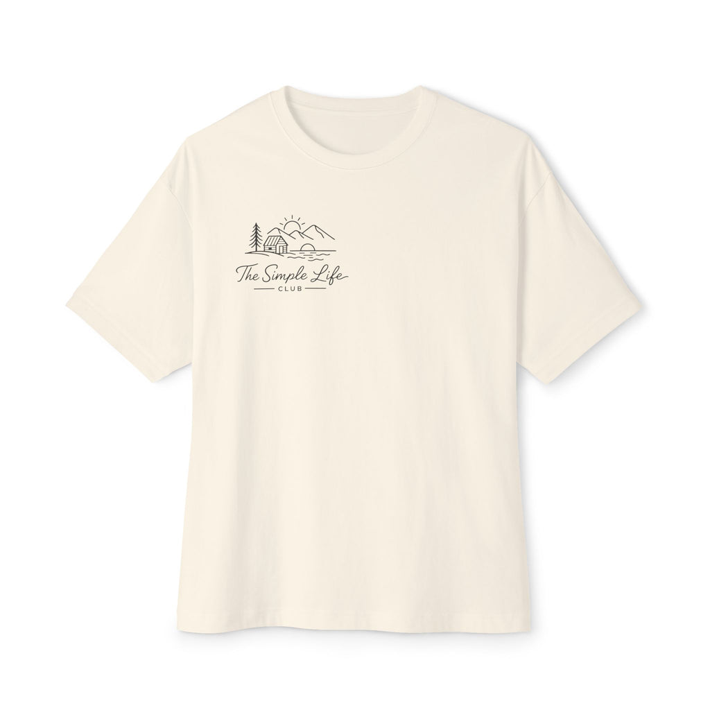 The Simple Life Tee - Minimal Mountain & Cabin Graphic Oversized T-Shirt