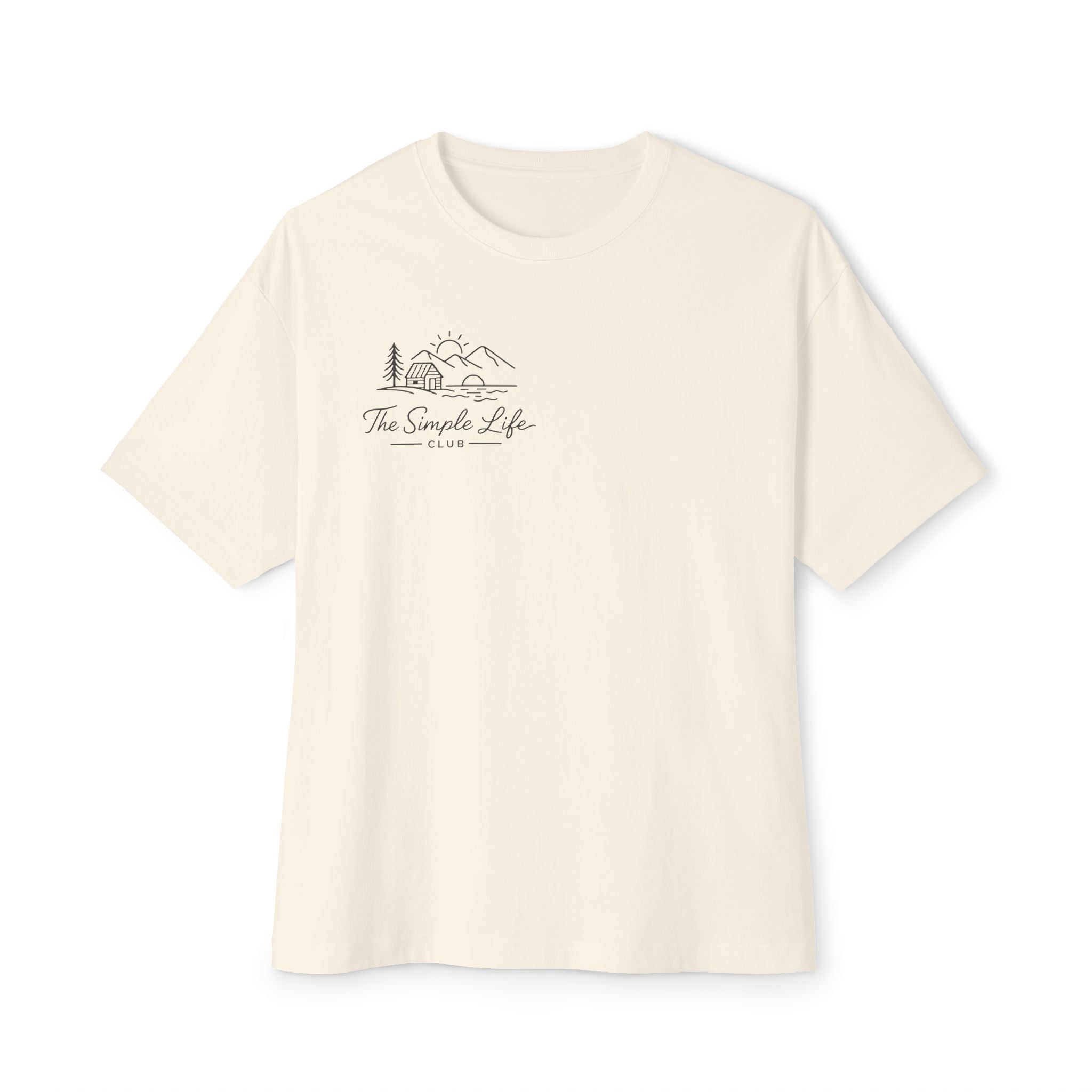 The Simple Life Tee - Minimal Mountain & Cabin Graphic Oversized T-Shirt