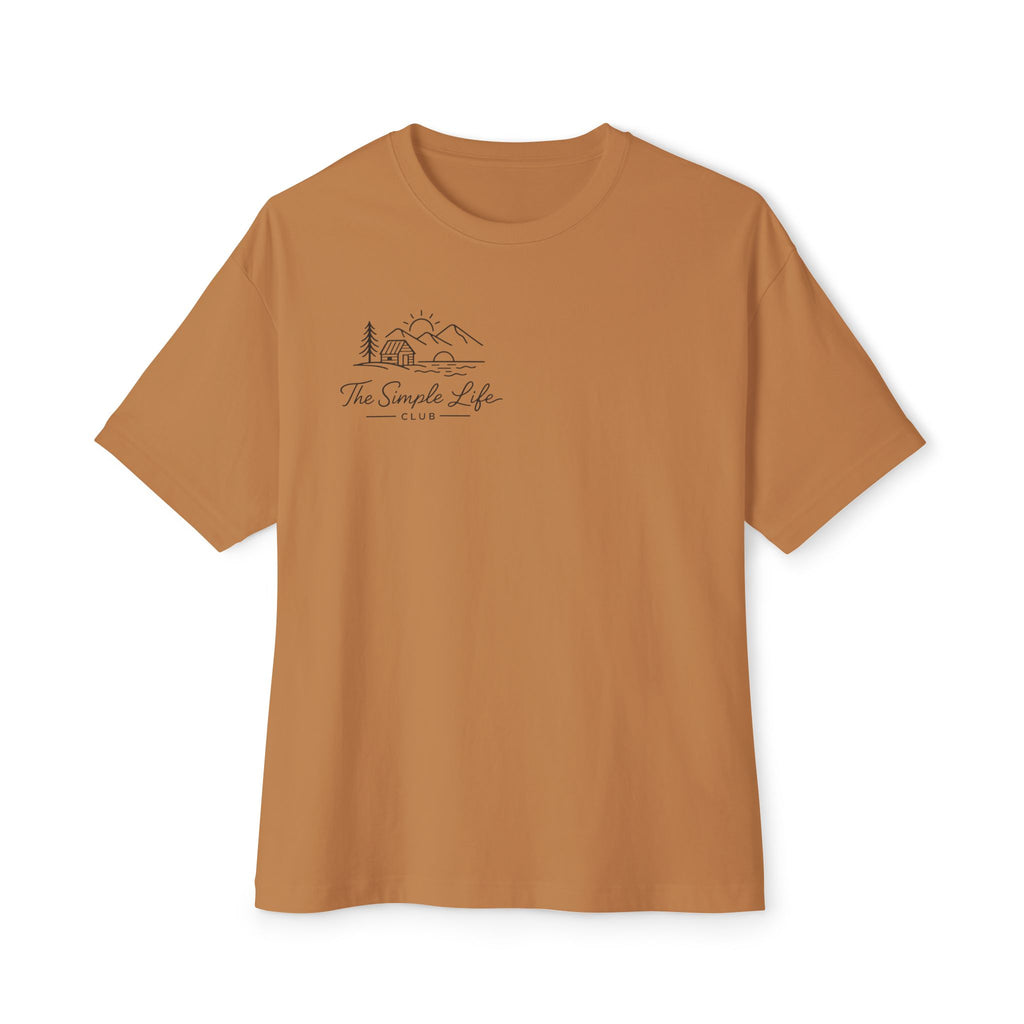 The Simple Life Tee - Minimal Mountain & Cabin Graphic Oversized T-Shirt