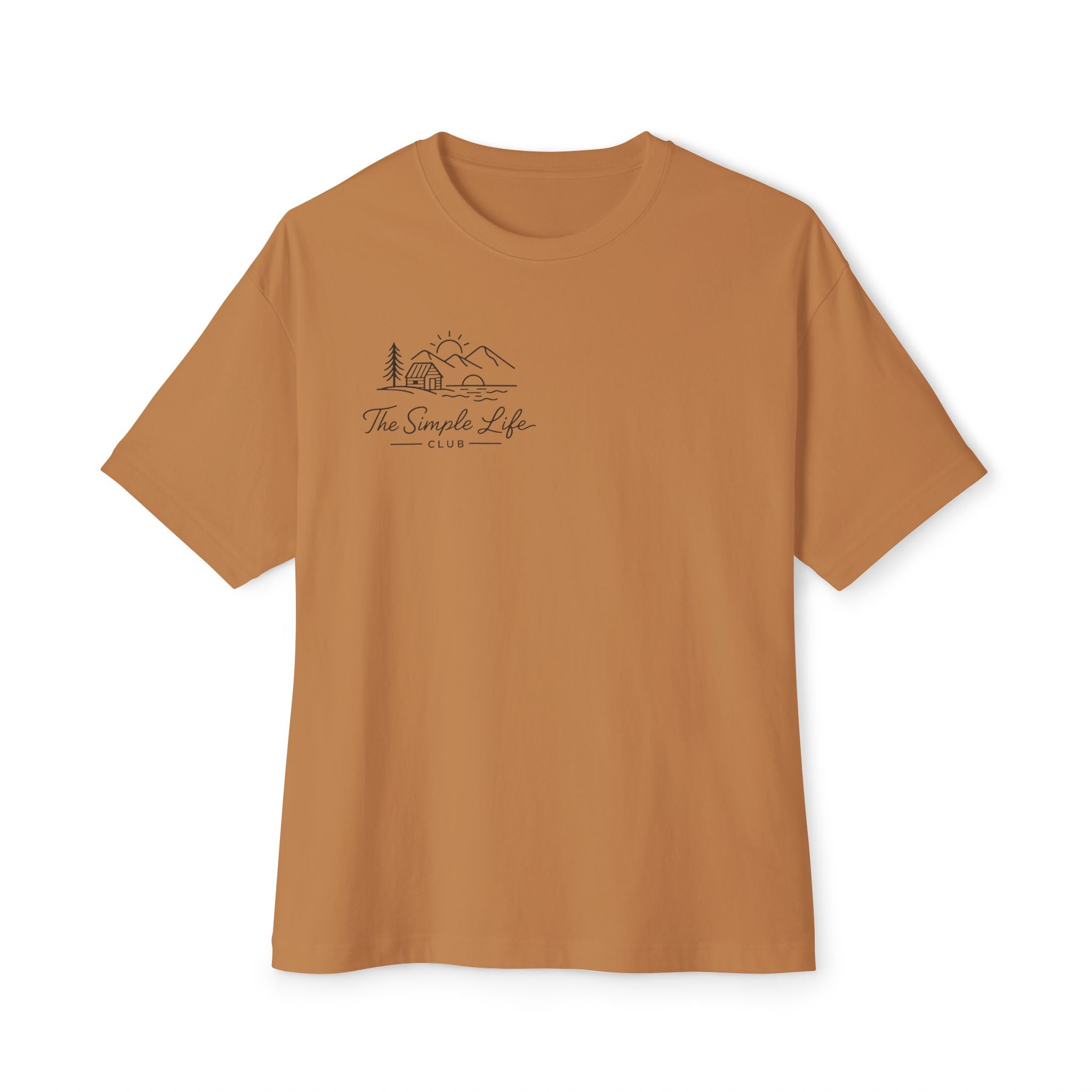 The Simple Life Tee - Minimal Mountain & Cabin Graphic Oversized T-Shirt