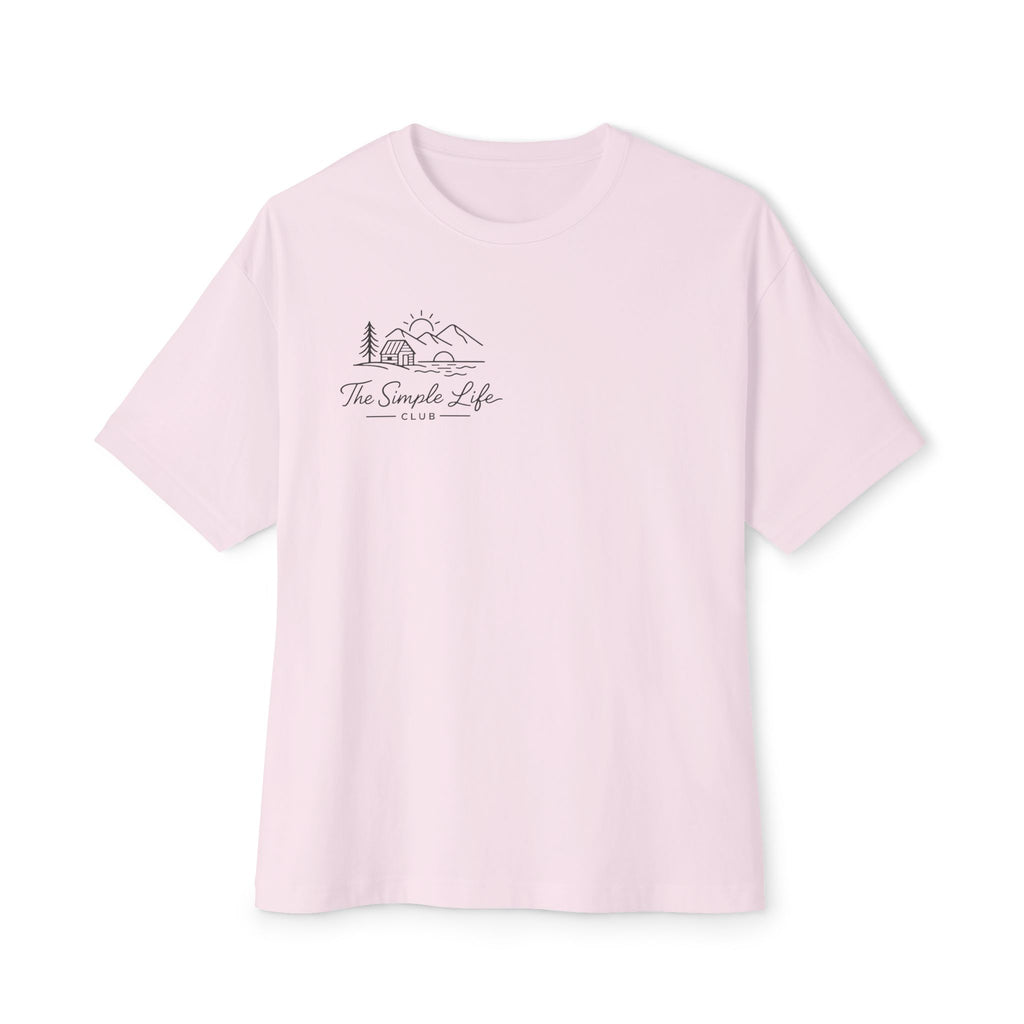 The Simple Life Tee - Minimal Mountain & Cabin Graphic Oversized T-Shirt