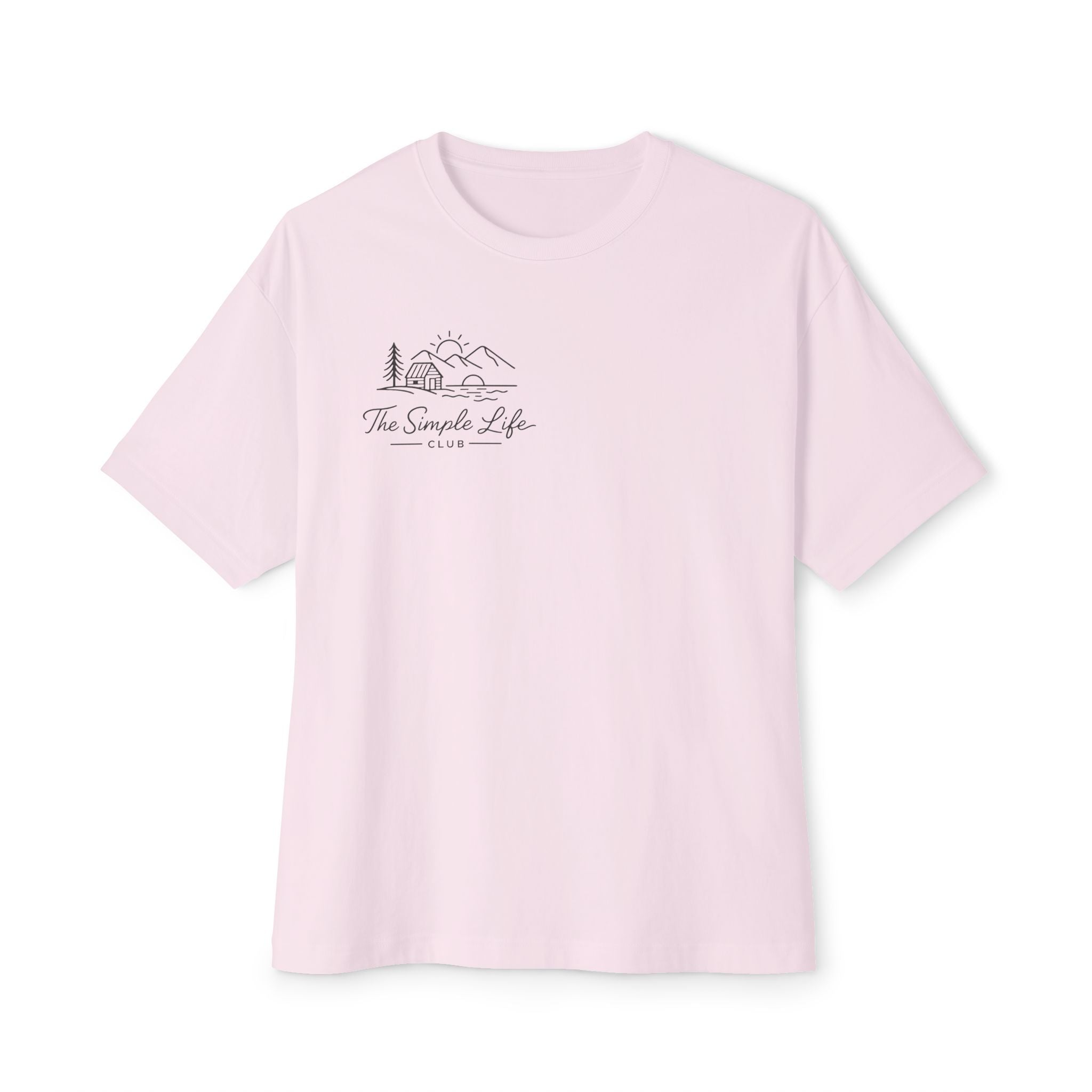 The Simple Life Tee - Minimal Mountain & Cabin Graphic Oversized T-Shirt