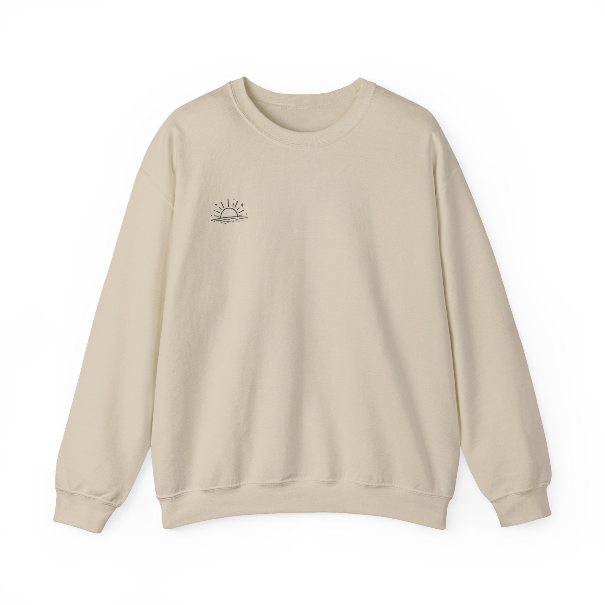 Crewneck Sweatshirt — 'Sunset Society: Meeting Daily at Dusk' Minimal Graphic