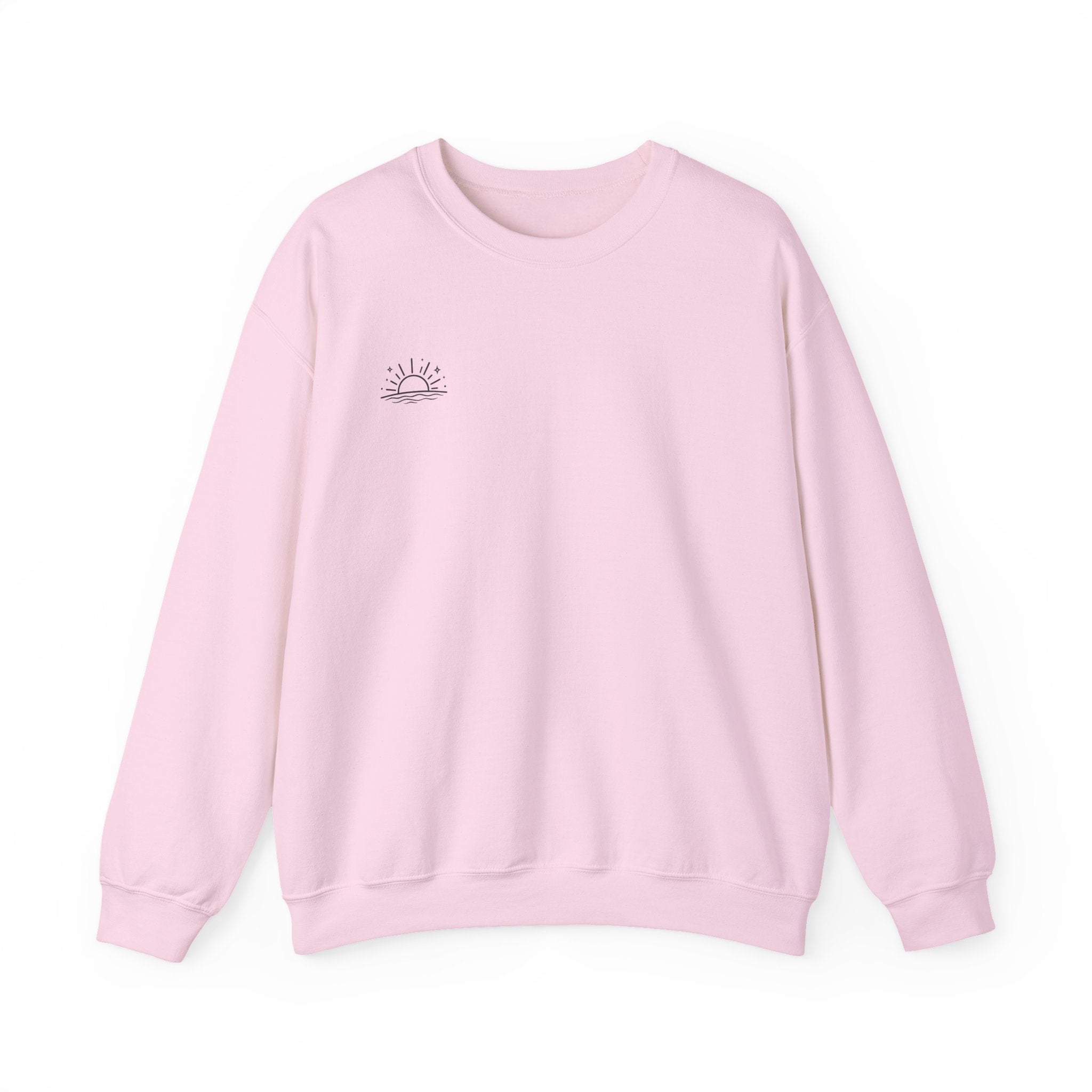 Crewneck Sweatshirt — 'Sunset Society: Meeting Daily at Dusk' Minimal Graphic