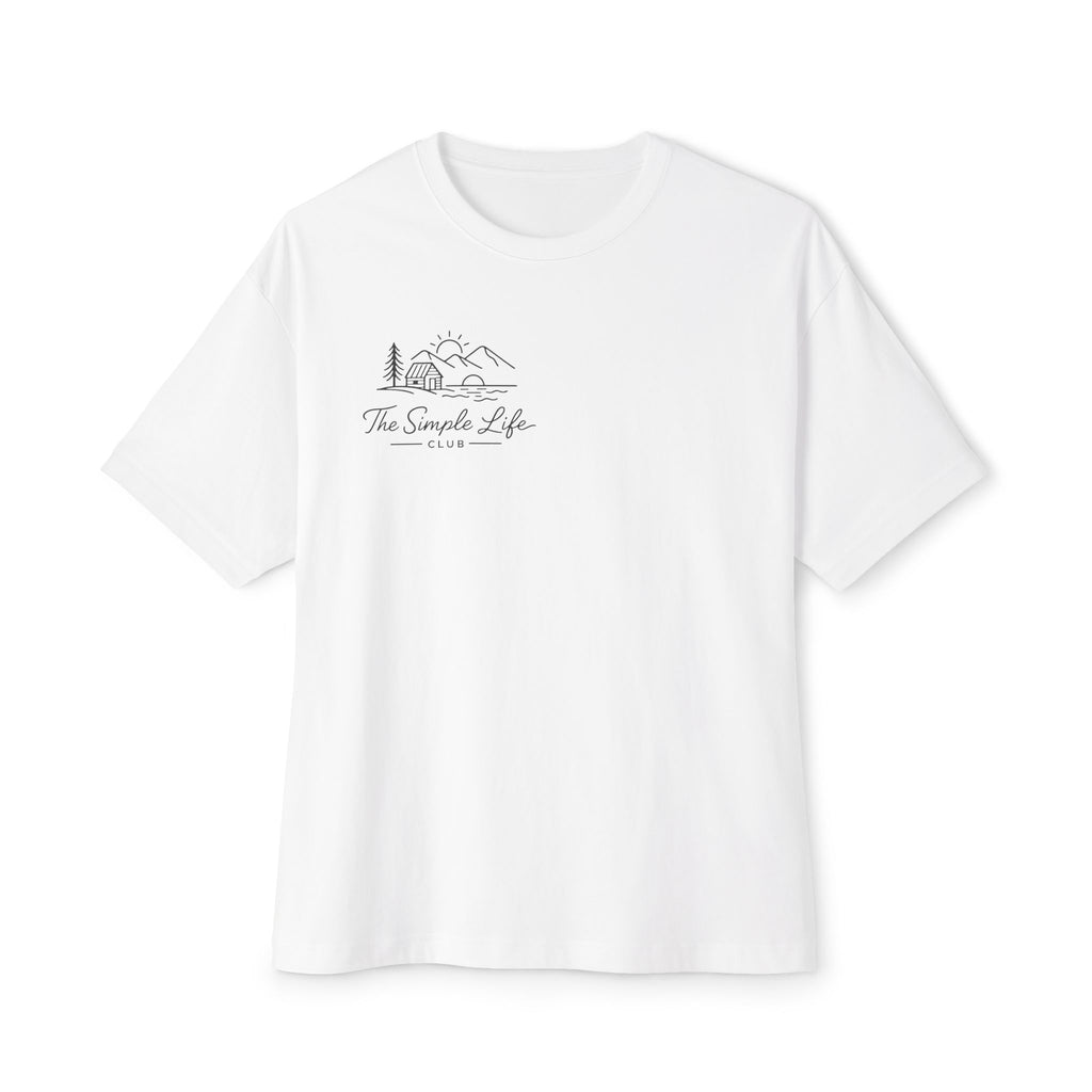 The Simple Life Tee - Minimal Mountain & Cabin Graphic Oversized T-Shirt