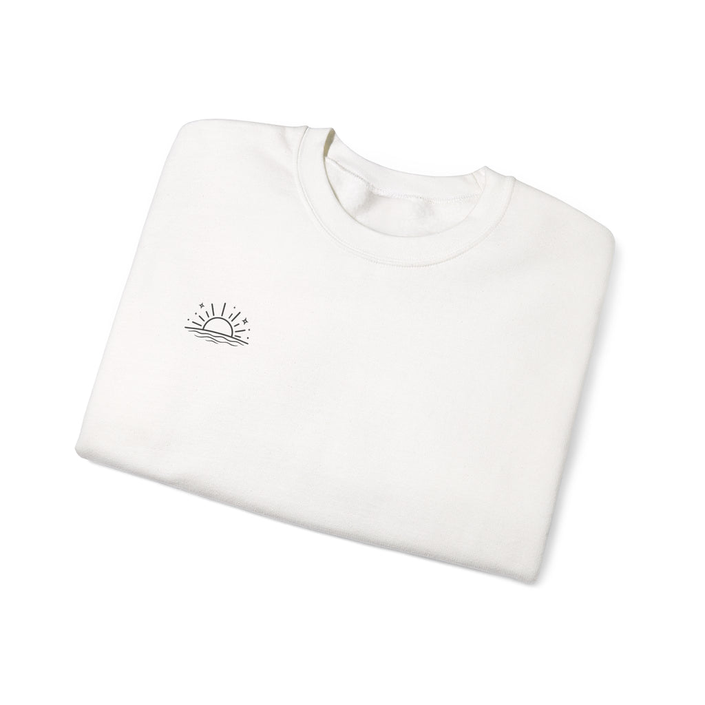 Crewneck Sweatshirt — 'Sunset Society: Meeting Daily at Dusk' Minimal Graphic